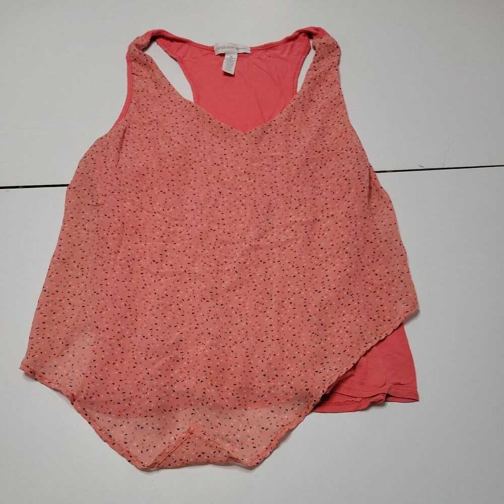 Ambiance Apparel Blouse Women M Tank Top Pink‎ Confetti Stretch Overlay Shirt